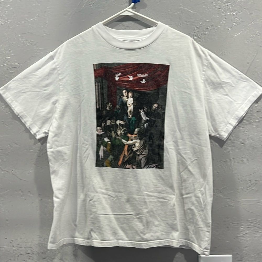 🔥 Off-White Caravaggio Painting White Graphic Tee - RARE Designer T-Shirt - EU